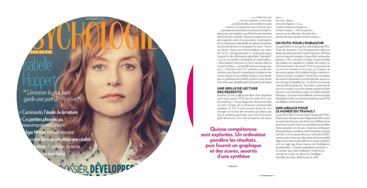 Revue de presse : « Psychologies Magazine Sept 2019 – Développer son Intelligence émotionnelle »